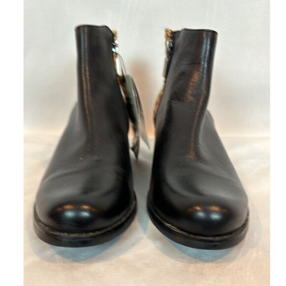 Blondo Women's Cheeta Print Acent Aqua protected Black Leather Booties Size 9 - Picture 10 of 13